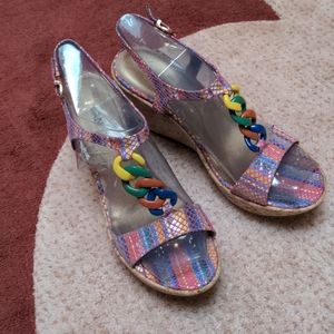 NWOT Colourful Platform Wedge Sandals